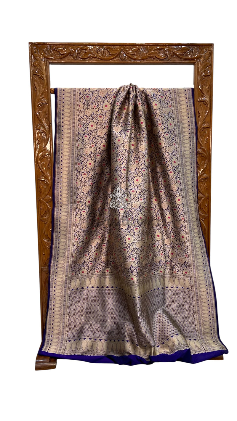 Regal Pure Katan Silk Banarasi Saree – Handwoven Tanchui Brocade With Meenakari Work - The Handlooms