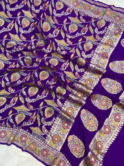 Khaddi Georgette Handloom Banarasi Dupatta - The Handlooms