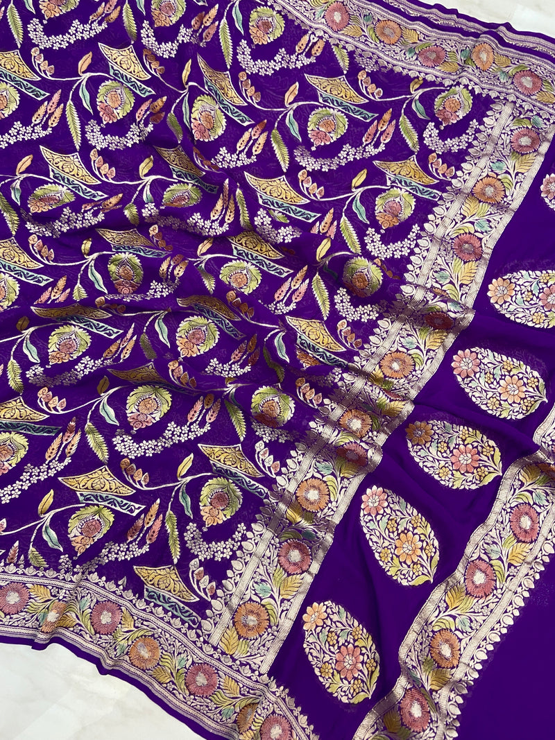 Khaddi Georgette Handloom Banarasi Dupatta - The Handlooms