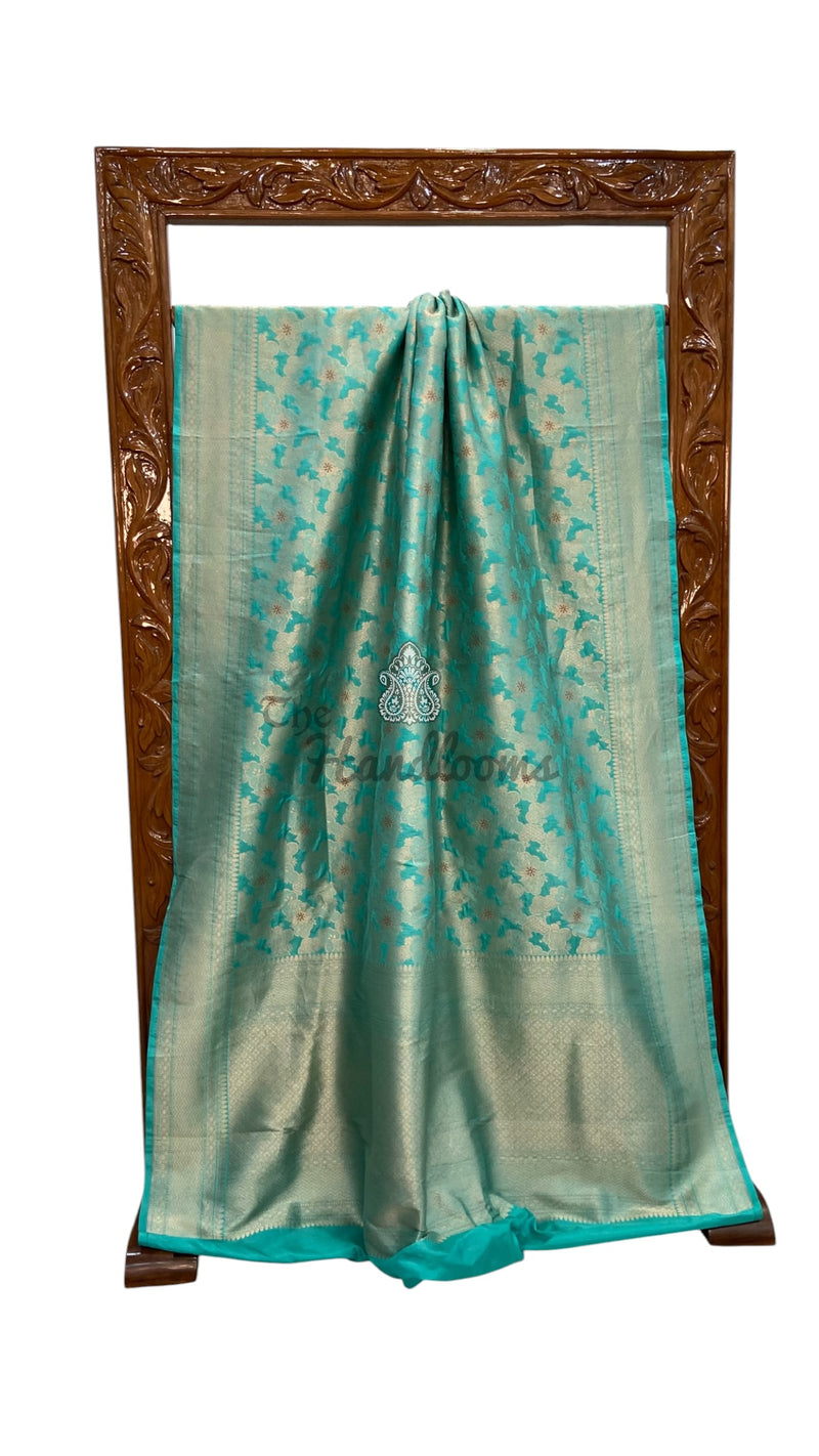 Regal Pure Katan Silk Banarasi Saree – Handwoven Tanchui Brocade With Meenakari Work - The Handlooms