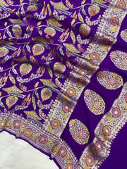 Khaddi Georgette Handloom Banarasi Dupatta - The Handlooms