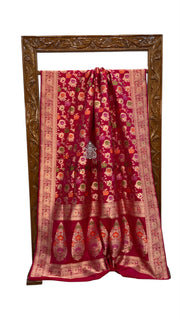 Pure Katan Silk Banarasi Handloom Saree - All Over Jaal Work With Meenakari - The Handlooms