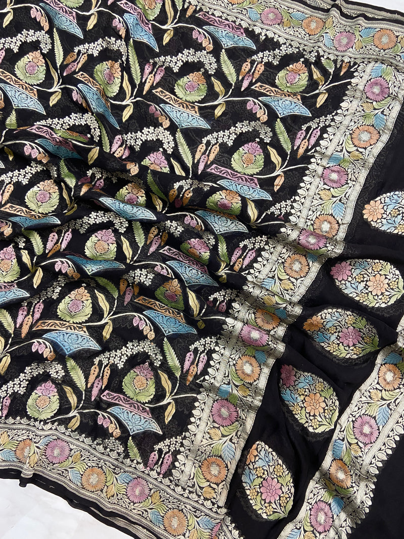 Khaddi Georgette Handloom Banarasi Dupatta - The Handlooms