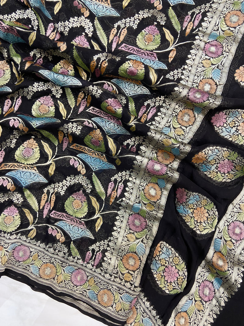 Khaddi Georgette Handloom Banarasi Dupatta - The Handlooms