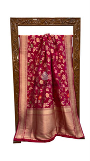 Pure Katan Silk Banarasi Handloom Saree - All Over Jaal Work With Meenakari - The Handlooms