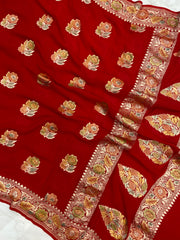 Khaddi Georgette Handloom Banarasi Dupatta - The Handlooms