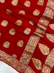 Khaddi Georgette Handloom Banarasi Dupatta - The Handlooms