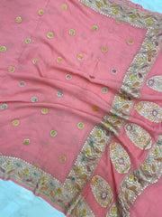 Khaddi Georgette Handloom Banarasi Dupatta - The Handlooms