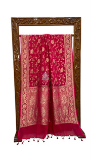 Pure Khaddi Georgette Handloom Banarasi Saree - Water Zari - The Handlooms