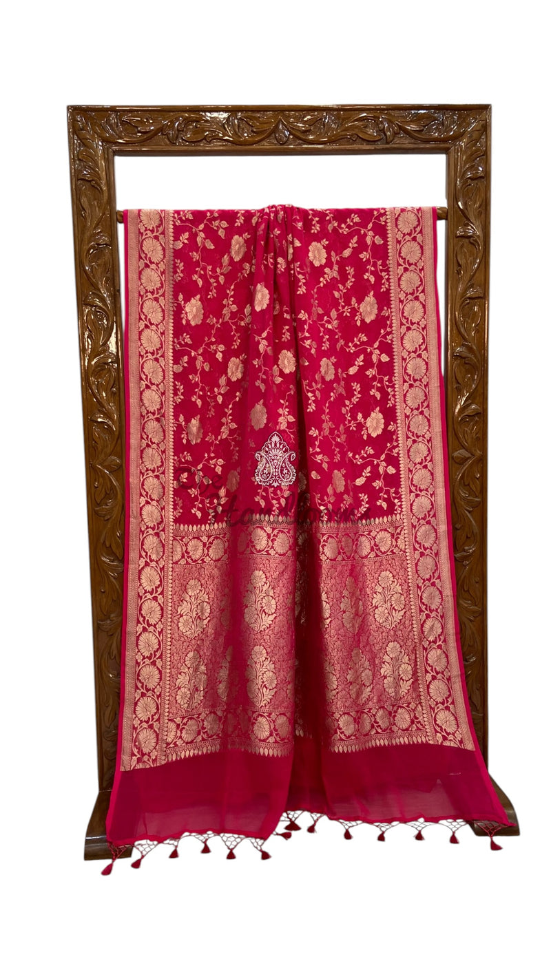 Pure Khaddi Georgette Handloom Banarasi Saree - Water Zari - The Handlooms