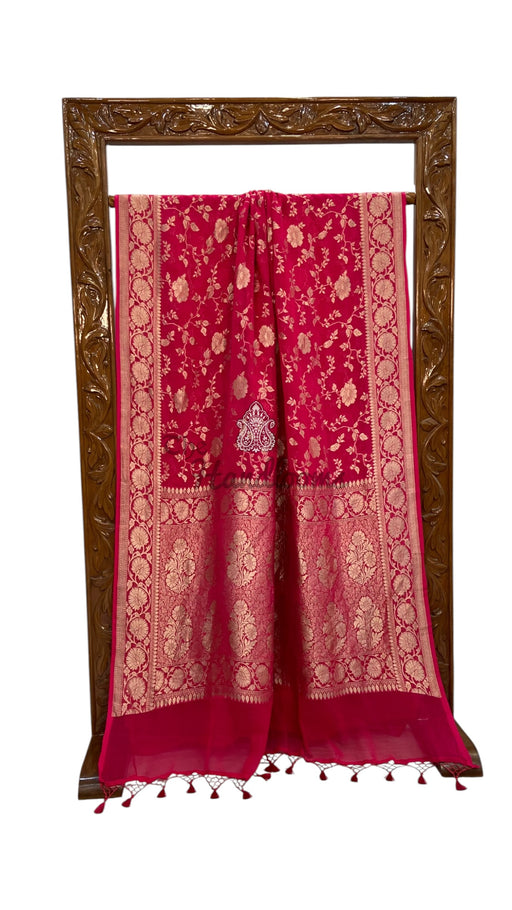 Pure Khaddi Georgette Handloom Banarasi Saree - Water Zari - The Handlooms