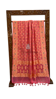 Khaddi Georgette Handloom Banarasi Saree - Gold Zari - The Handlooms