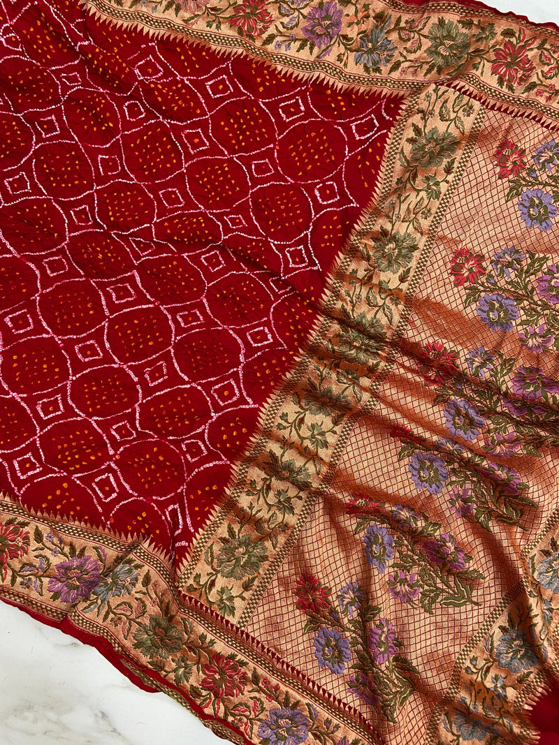 Pure Georgette Banarasi Bandhej Dupatta