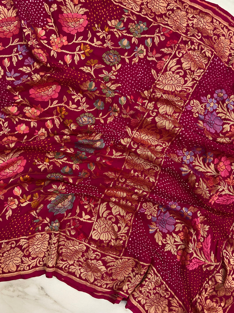 Pure Georgette Banarasi Bandhej Dupatta
