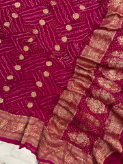 Pure Georgette Banarasi Bandhej Handloom Dupatta - The Handlooms