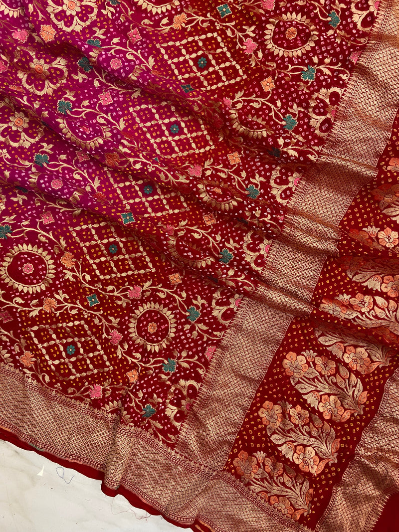 Pure Georgette Banarasi Bandhej Dupatta