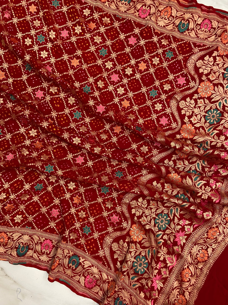 Pure Georgette Banarasi Bandhej Dupatta