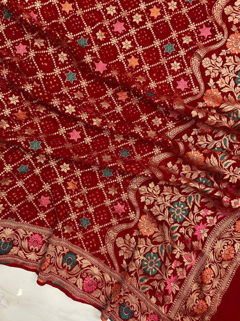 Pure Georgette Banarasi Bandhej Dupatta