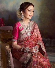 Nita Ambani Pure Katan Silk Banarasi Handloom Saree - Tanchui Brocade With Zardosi Handwork - The Handlooms