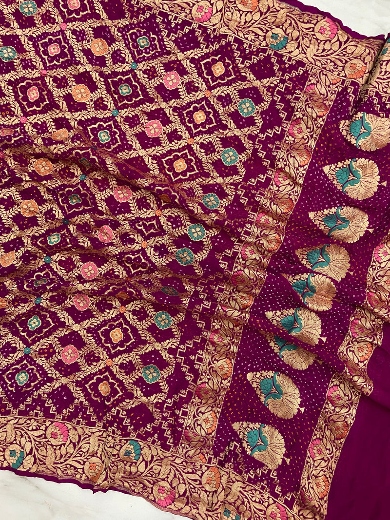 Pure Georgette Banarasi Bandhej Dupatta