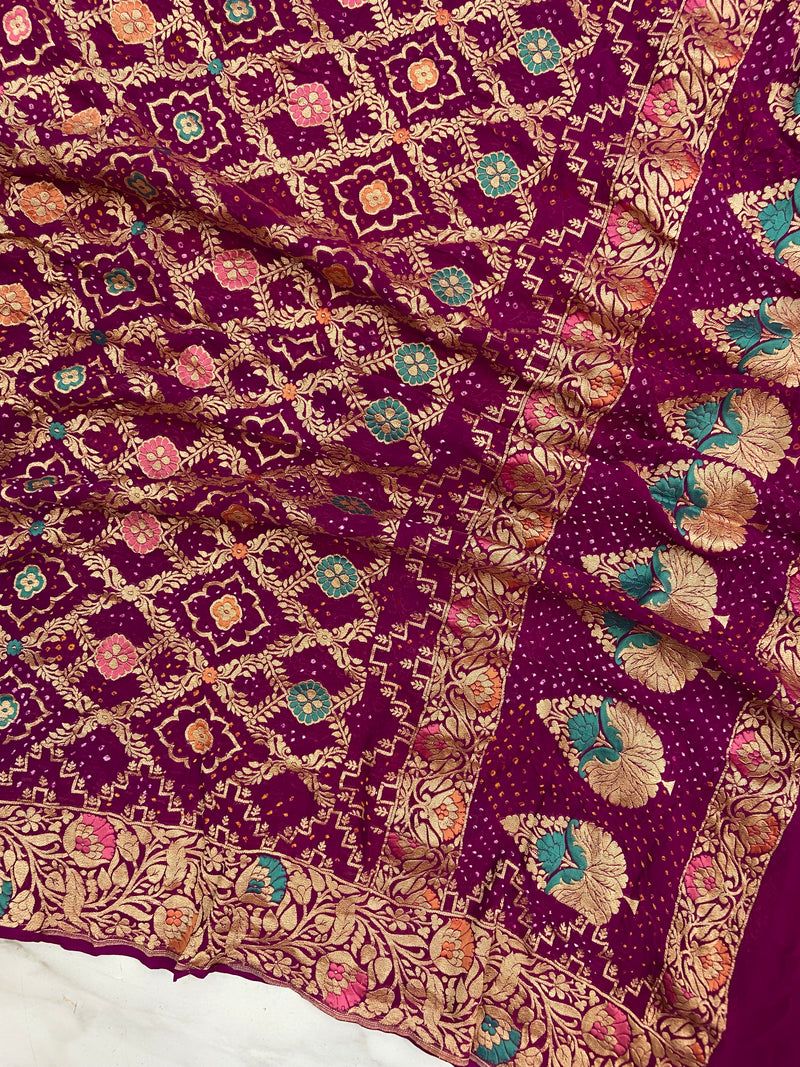 Pure Georgette Banarasi Bandhej Dupatta