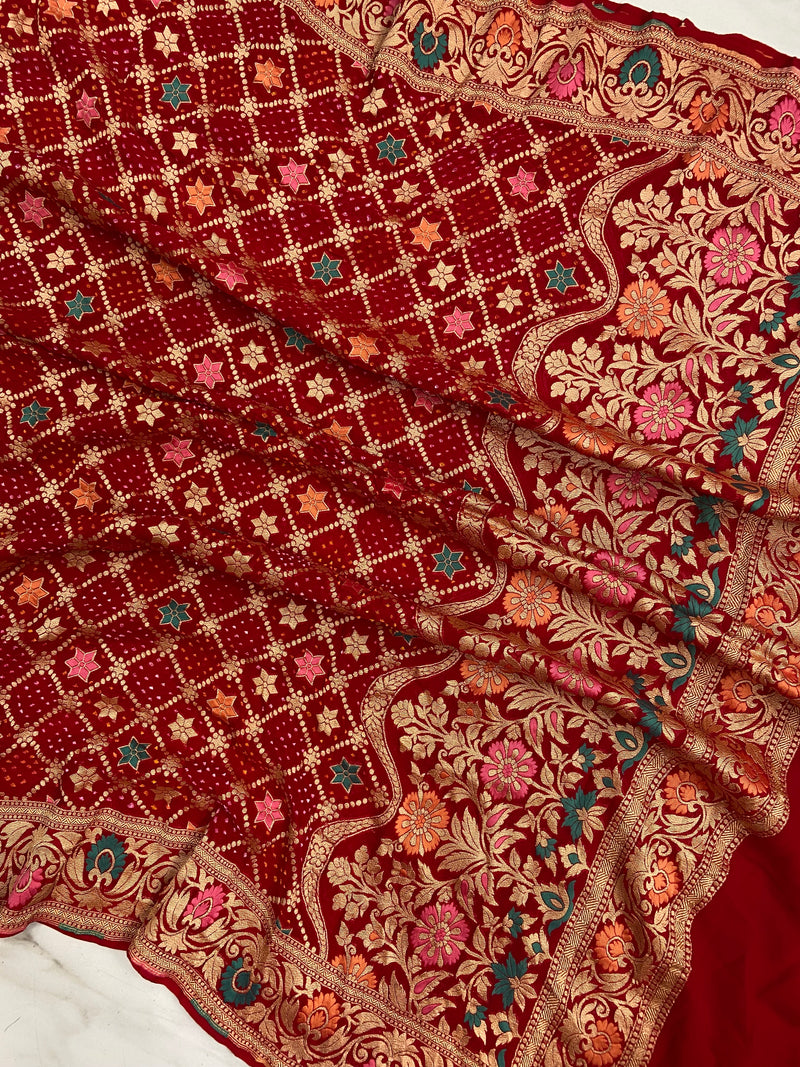 Pure Georgette Banarasi Bandhej Dupatta
