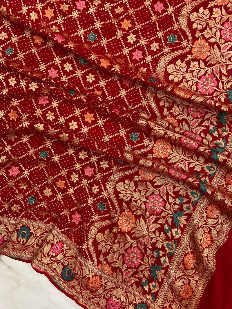 Pure Georgette Banarasi Bandhej Dupatta