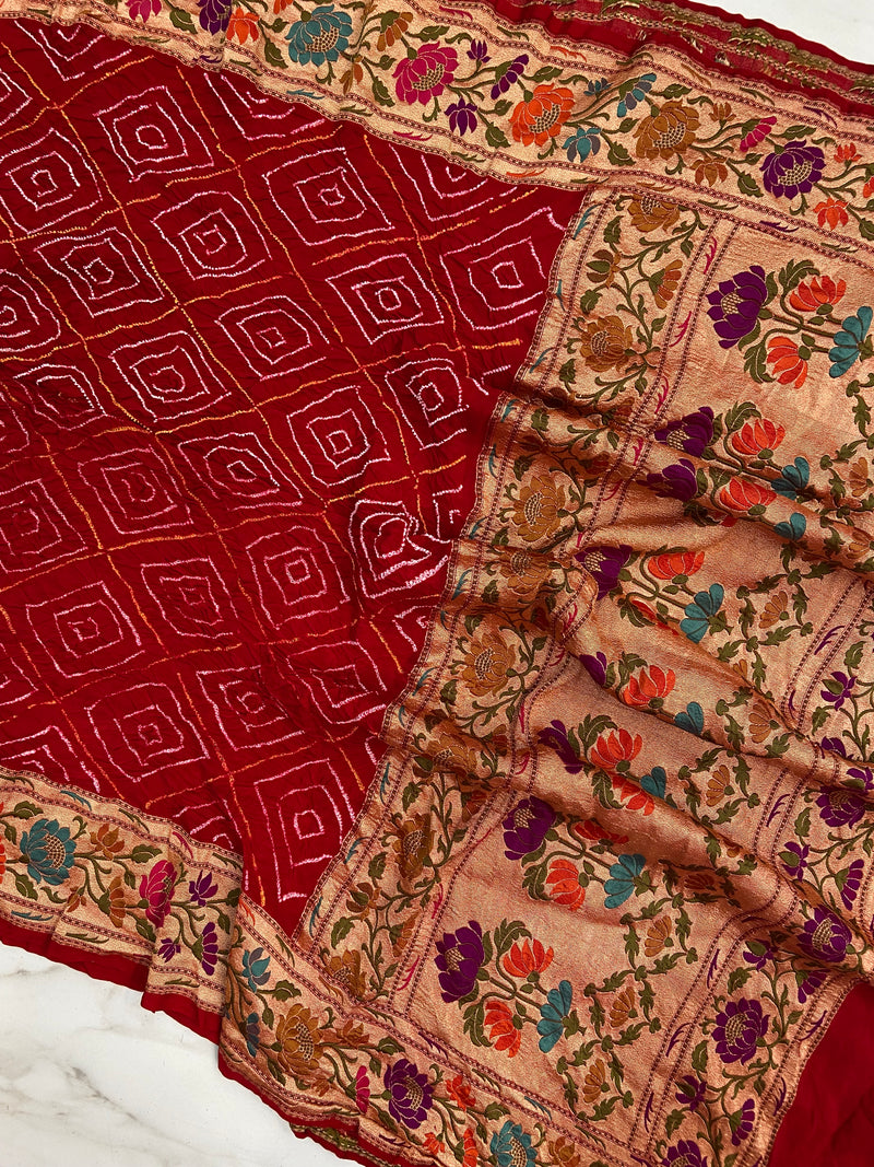 Pure Georgette Banarasi Bandhej Dupatta