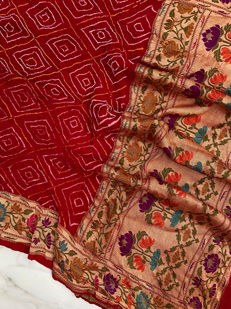 Pure Georgette Banarasi Bandhej Dupatta