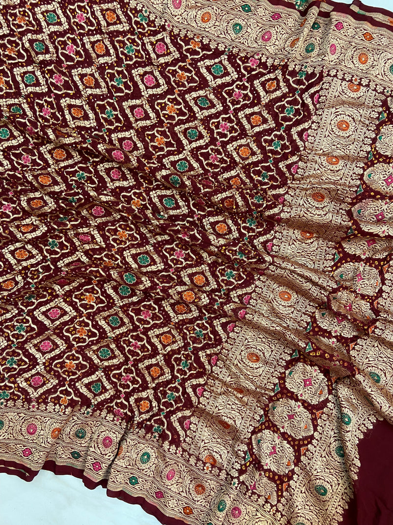 Pure Georgette Banarasi Bandhej Dupatta