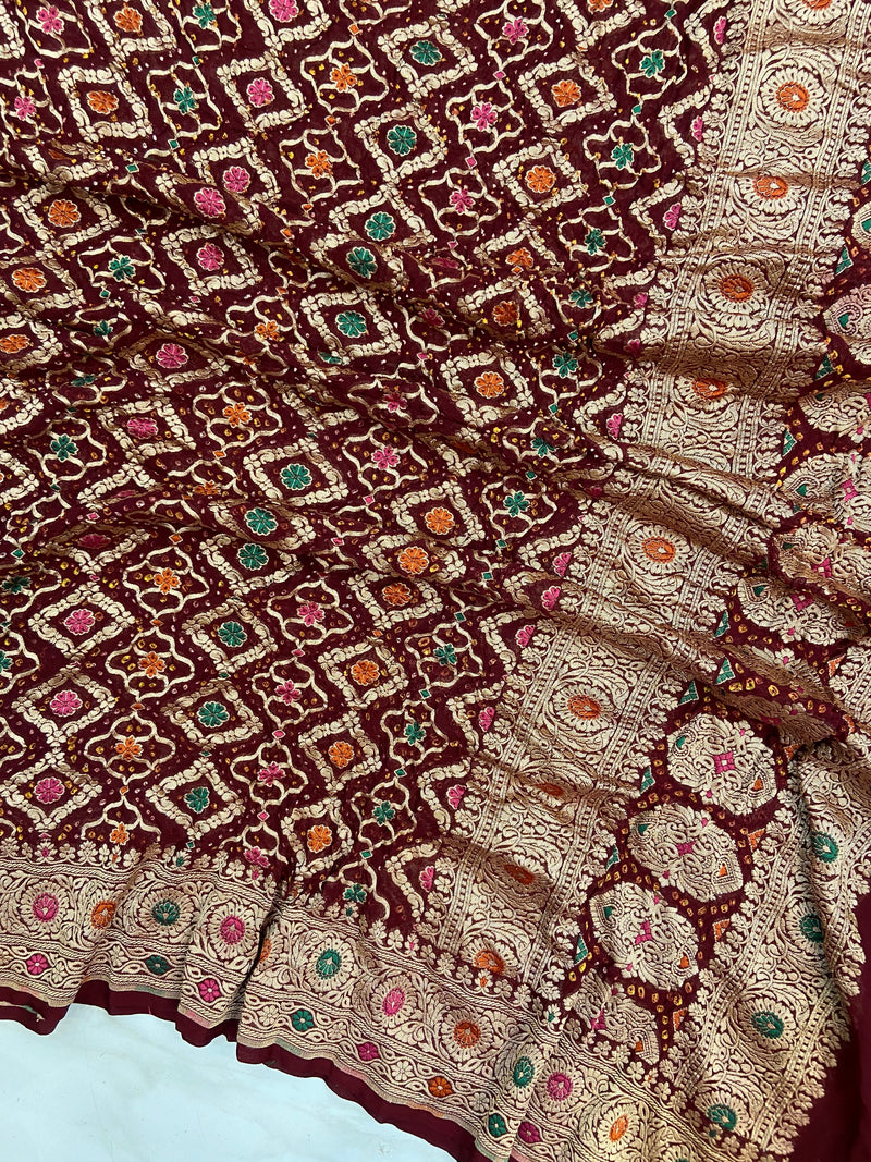 Pure Georgette Banarasi Bandhej Dupatta