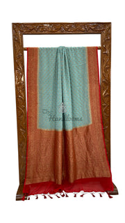 Pista Green Khadki Georgette Handloom Banarasi Saree - The Handlooms