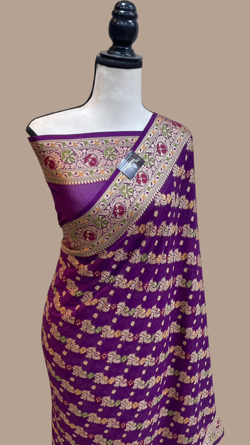 Pure Chiffon Khaddi Banarasi Saree - The Handlooms