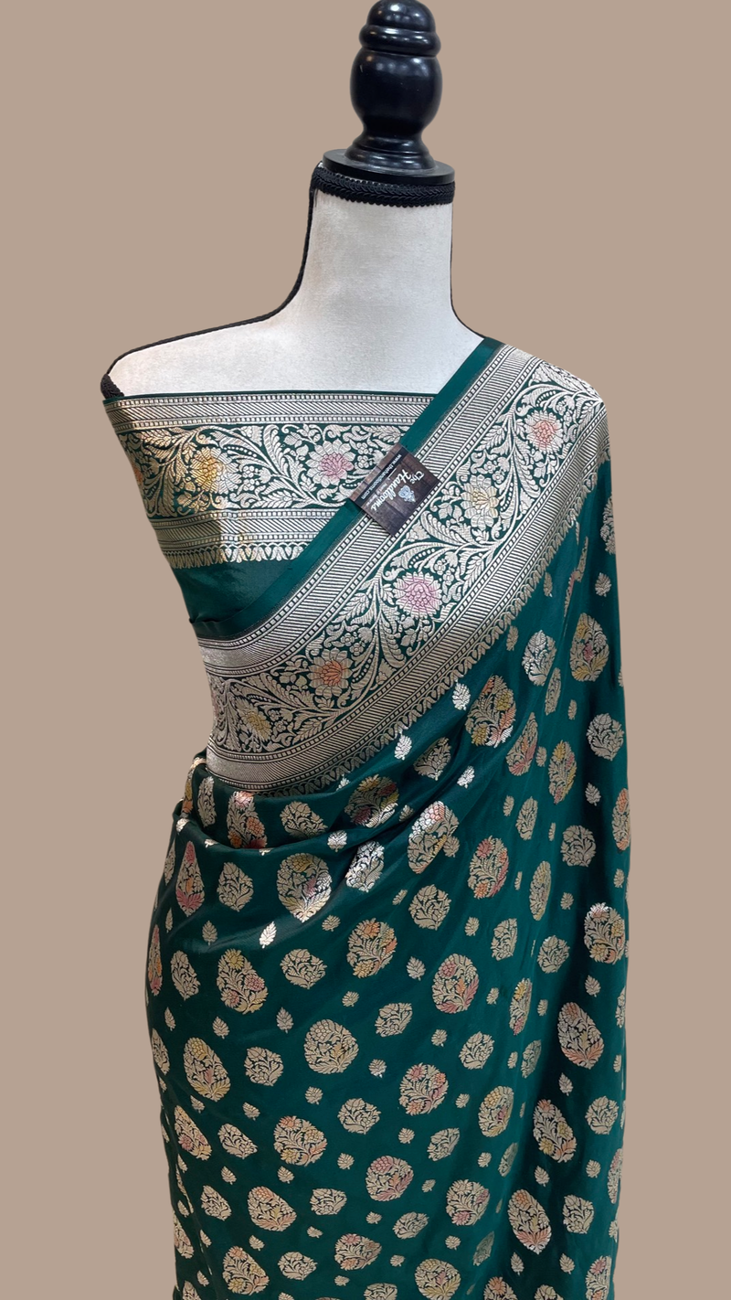 Pure Katan Silk Banarasi Handloom Saree - All Over Jaal Work - The Handlooms