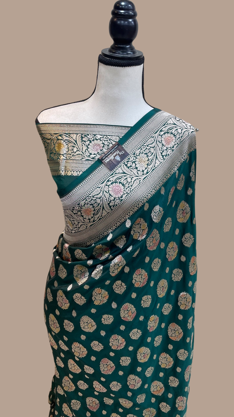 Pure Katan Silk Banarasi Handloom Saree - All Over Jaal Work - The Handlooms