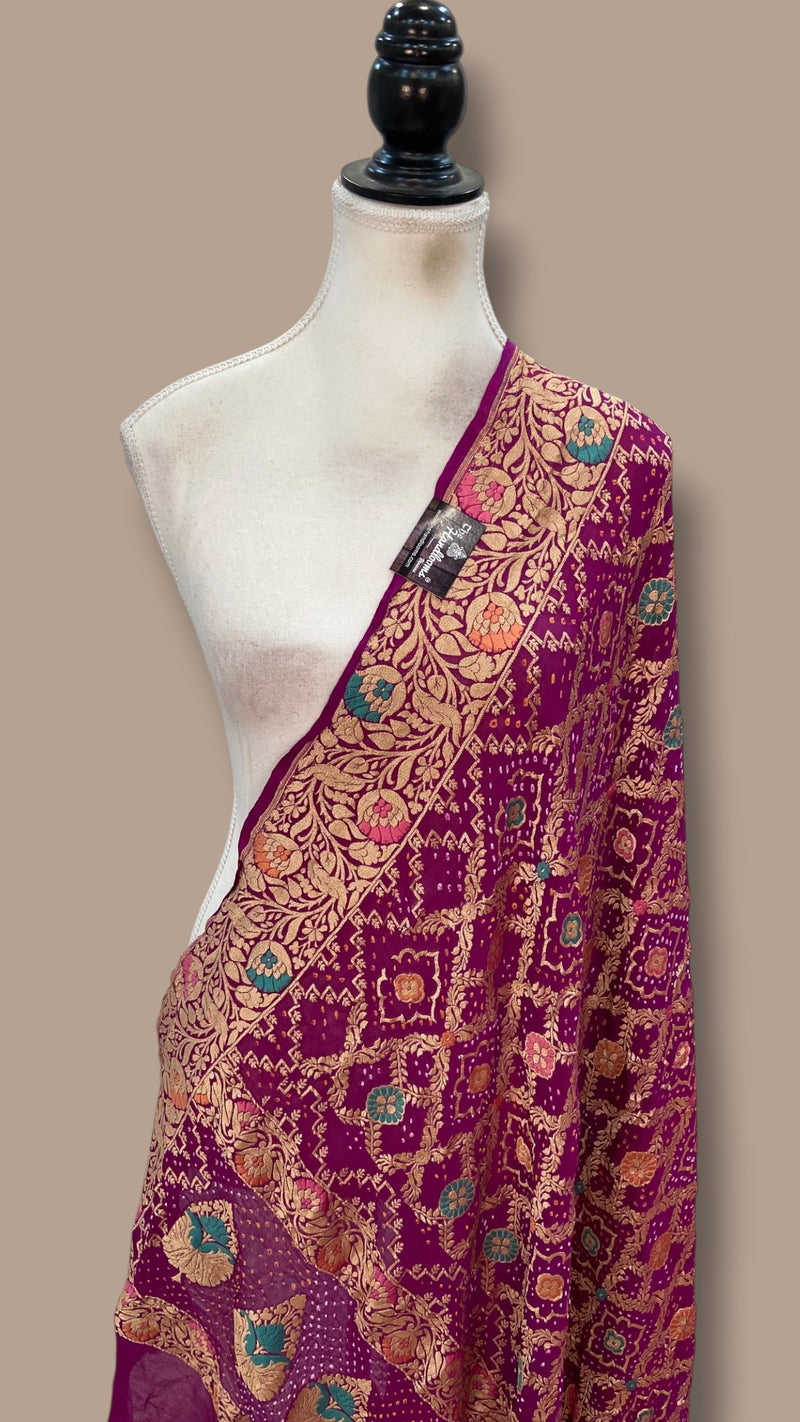 Pure Georgette Banarasi Bandhej Dupatta