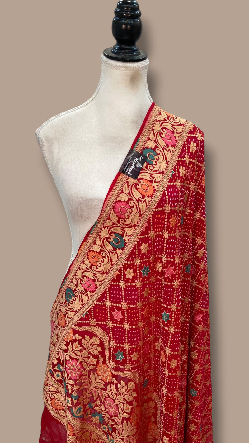 Pure Georgette Banarasi Bandhej Dupatta