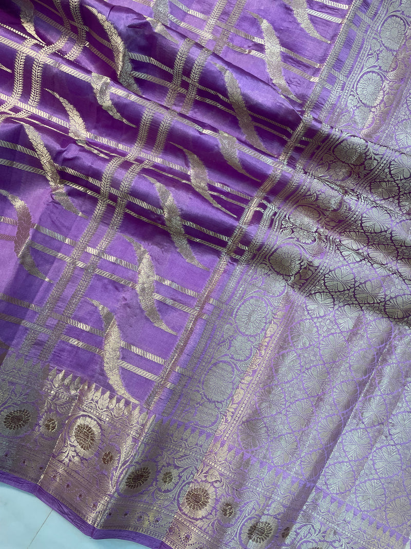 Pure Dupion Silk Banarasi Saree - Gold Zari - The Handlooms