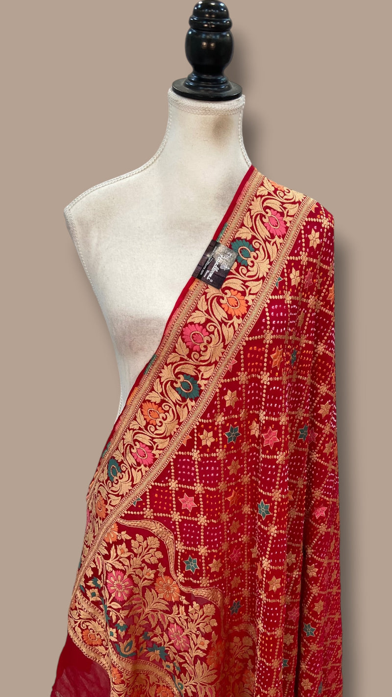 Pure Georgette Banarasi Bandhej Dupatta