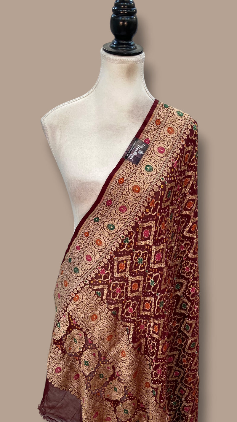 Pure Georgette Banarasi Bandhej Dupatta