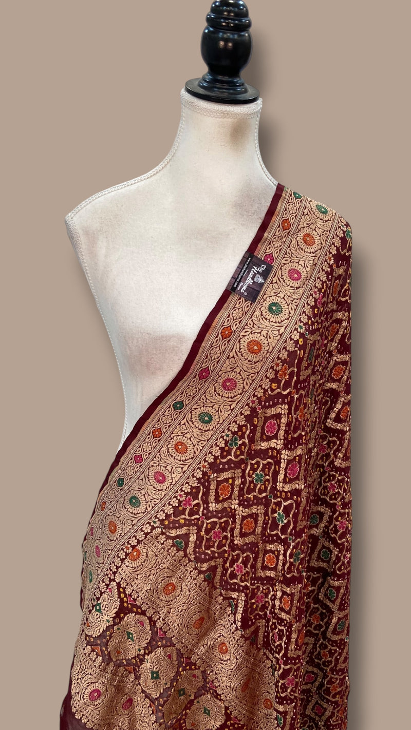 Pure Georgette Banarasi Bandhej Dupatta