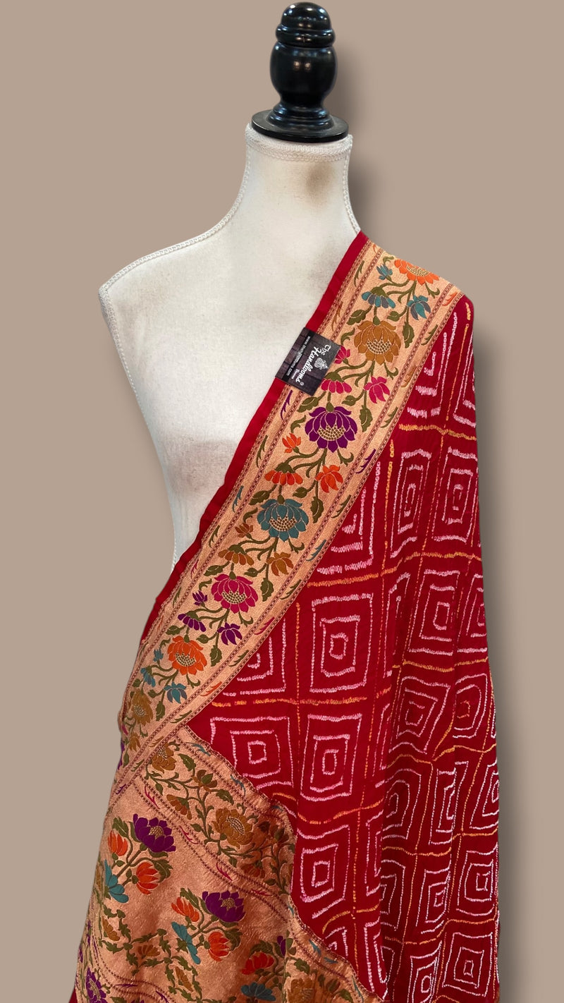 Pure Georgette Banarasi Bandhej Dupatta