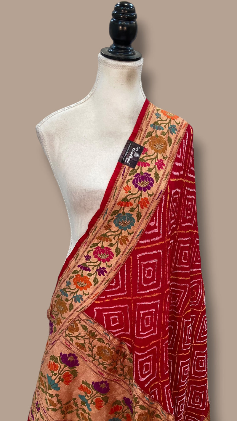 Pure Georgette Banarasi Bandhej Dupatta