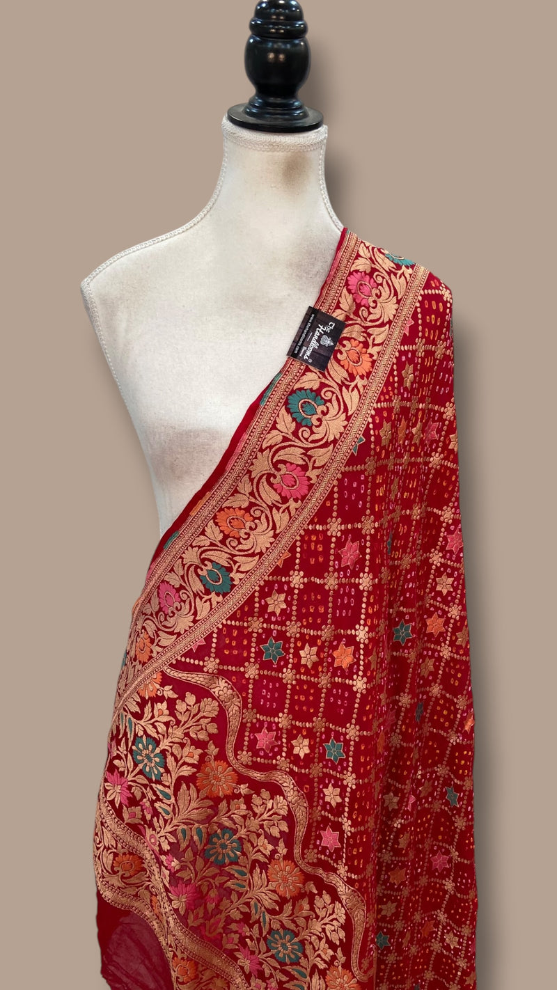 Pure Georgette Banarasi Bandhej Dupatta