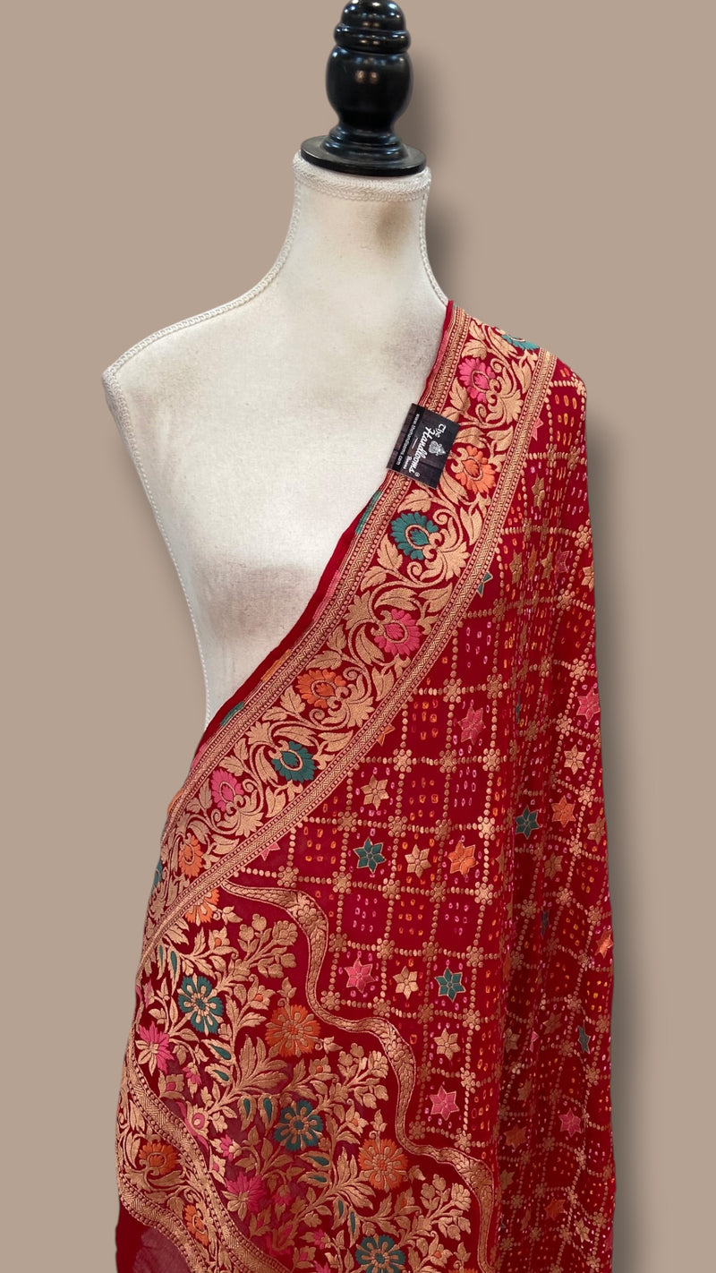 Pure Georgette Banarasi Bandhej Dupatta