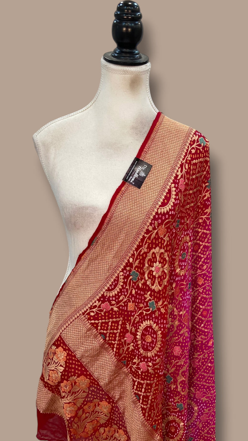 Pure Georgette Banarasi Bandhej Dupatta