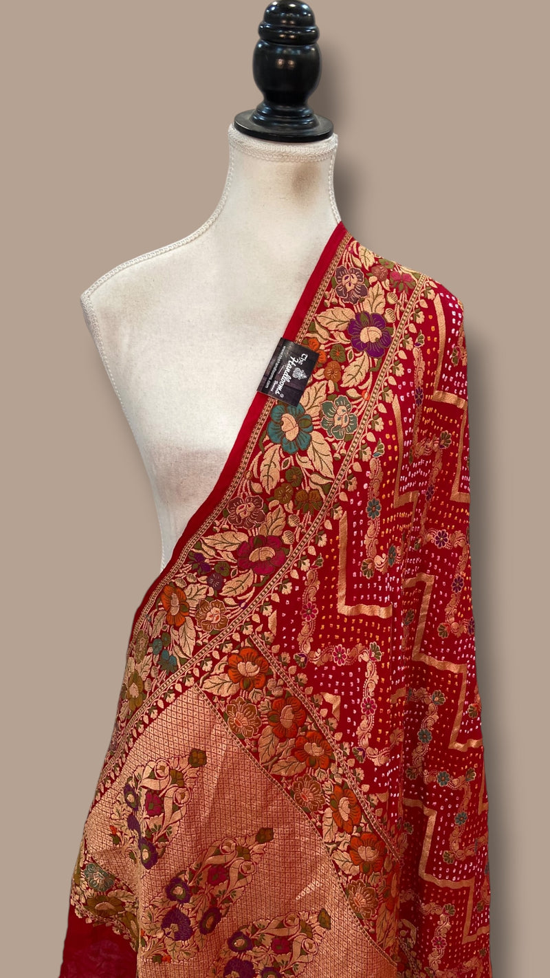 Pure Georgette Banarasi Bandhej Dupatta