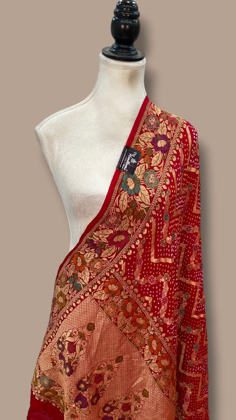 Pure Georgette Banarasi Bandhej Dupatta