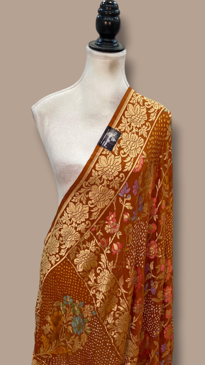 Pure Georgette Banarasi Bandhej Dupatta