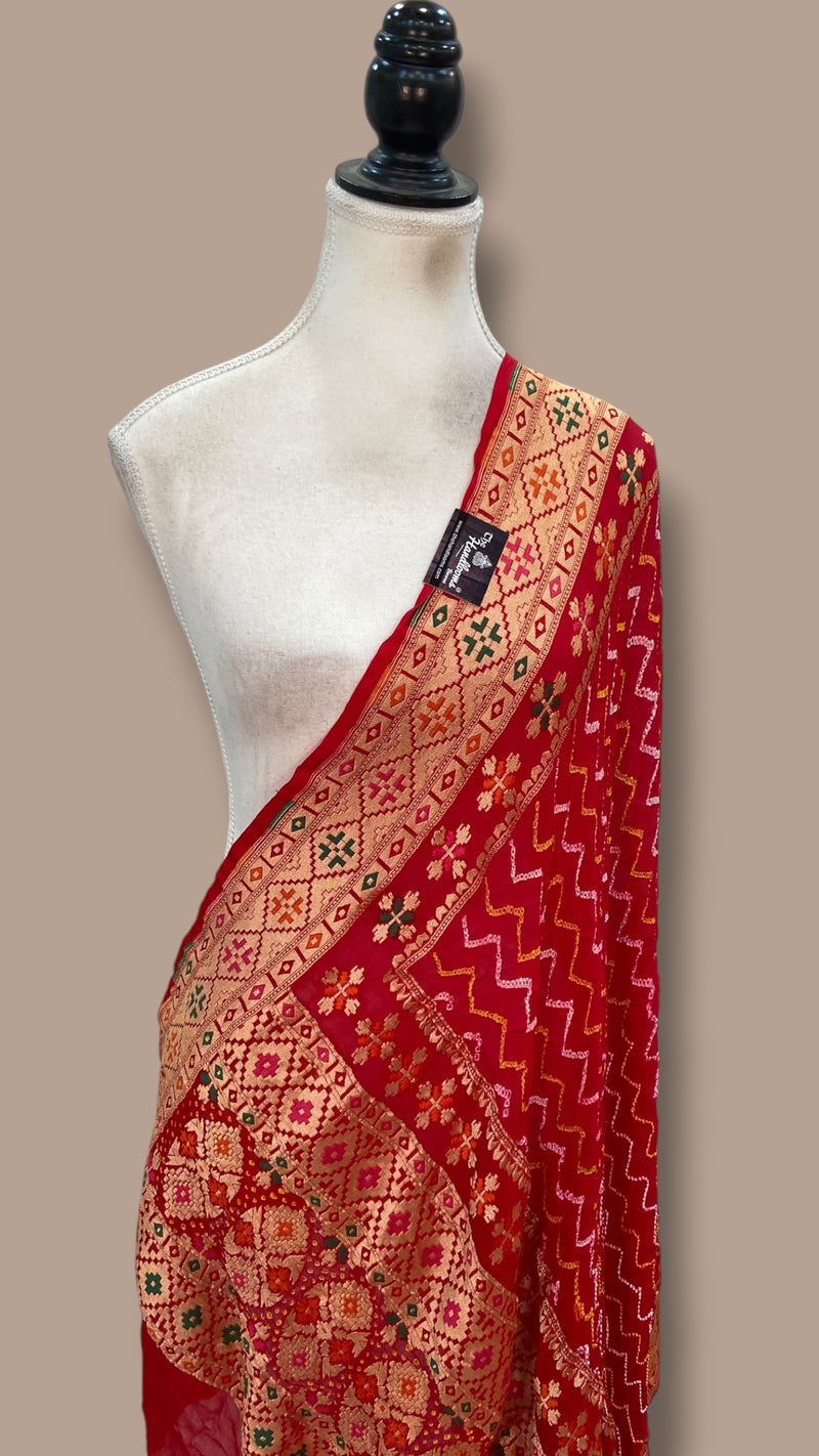 Pure Georgette Banarasi Bandhej Dupatta